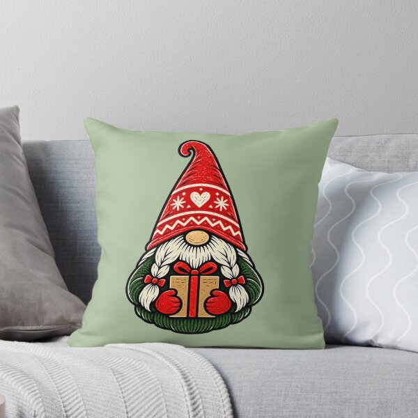 Item preview, Christmas Gnome Holding a Wrapped Gift designed and sold by Everwood Art Studio.
