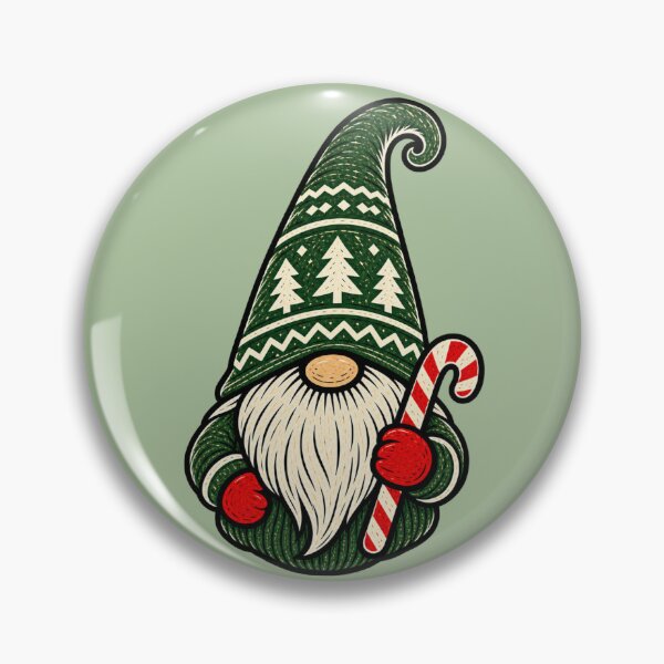 Item preview, Christmas Gnome With Candy Cane designed and sold by Everwood Art Studio.