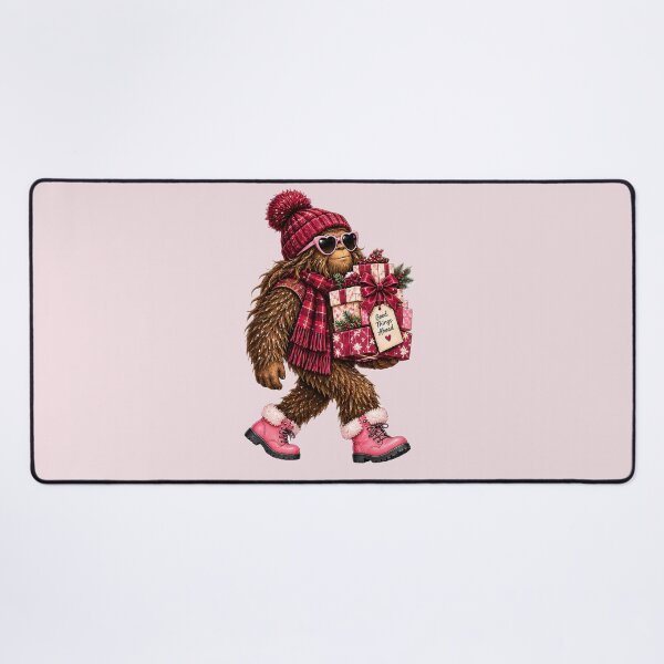 Item preview, Pink & Burgundy Christmas Sasquatch – Festive Bigfoot designed and sold by SimplyJamee.