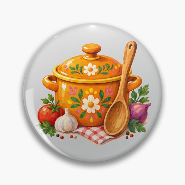 Item preview, Floral Orange Dutch Oven with Wooden Spoon designed and sold by hattie's.