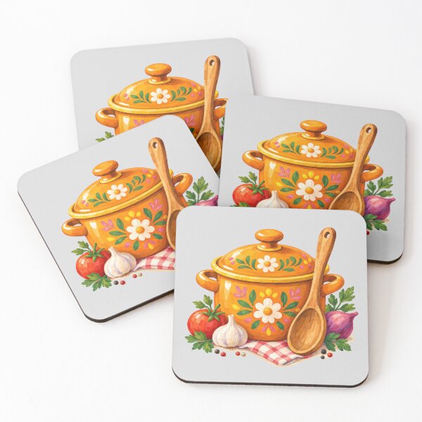 Item preview, Floral Orange Dutch Oven with Wooden Spoon designed and sold by hattie's.