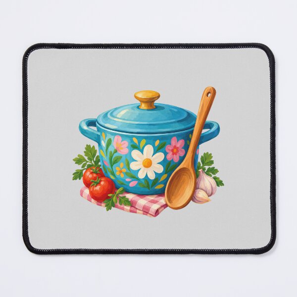 Item preview, Floral Blue Cooking Pot with Wooden Spoon designed and sold by hattie's.
