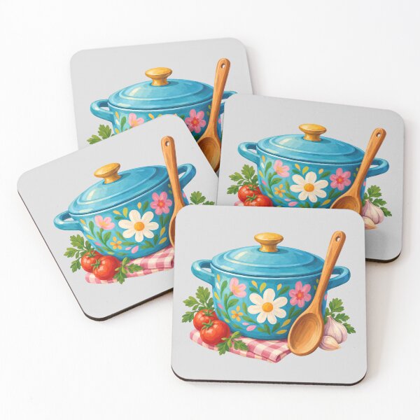 Item preview, Floral Blue Cooking Pot with Wooden Spoon designed and sold by hattie's.
