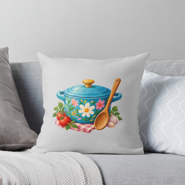 Item preview, Floral Blue Cooking Pot with Wooden Spoon designed and sold by hattie's.