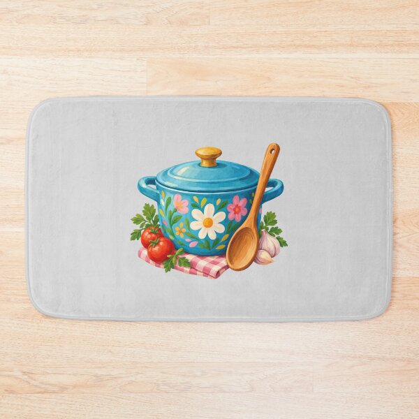 Item preview, Floral Blue Cooking Pot with Wooden Spoon designed and sold by hattie's.