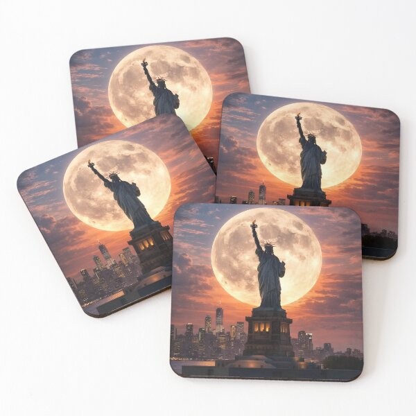 Item preview, Statue of Liberty Under the Full Moon designed and sold by NF Designs Studio DTF.