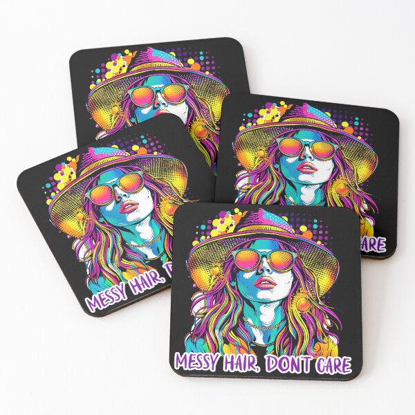 Item preview, "1960s Psychedelic 'Messy Hair Don't Care' Hippie Girl"  designed and sold by DEC02.