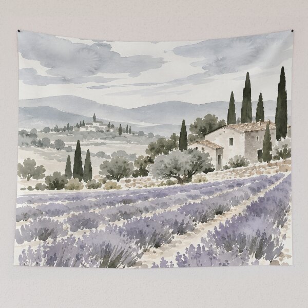 Item preview, Tuscan Lavender Fields Watercolor Landscape designed and sold by GutyzDesignsES.