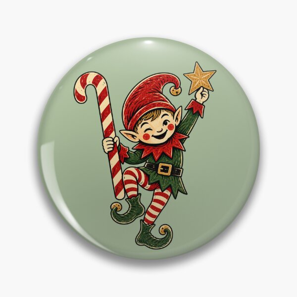 Item preview, Cheerful Christmas Elf With Candy Cane designed and sold by Everwood Art Studio.