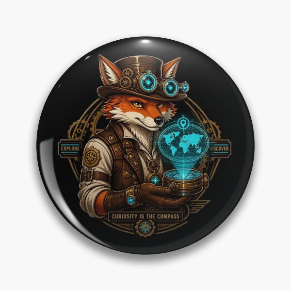 Item preview, Steampunk Explorer Fox Emblem designed and sold by LazyDayzCo.