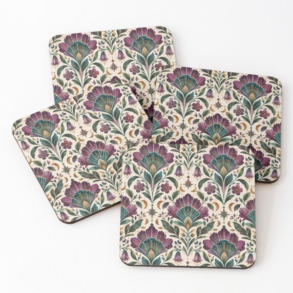 Item preview, Purple Celestial Folk Floral Pattern designed and sold by Sandy Beach Decor.