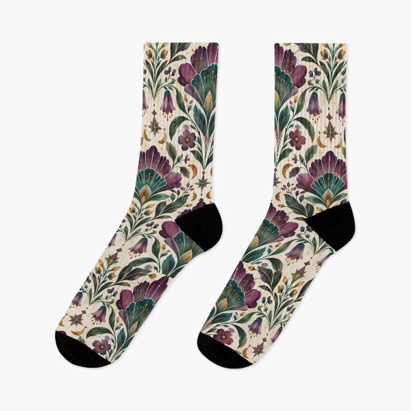 Item preview, Purple Celestial Folk Floral Pattern designed and sold by Sandy Beach Decor.