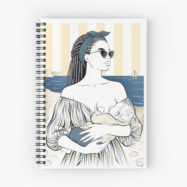 Item preview, Oceanic Breastfeeding, Motherhood, Breastfeeding and Afro Braids - Retro Elegance by the Sea designed and sold by CecileDhvArt.