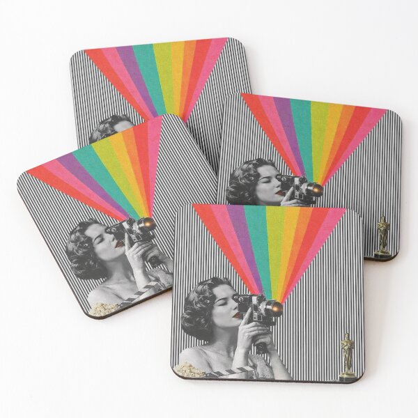 Item preview, Vintage Hollywood Camera Rainbow Cinema Movie Poster designed and sold by Cine8.
