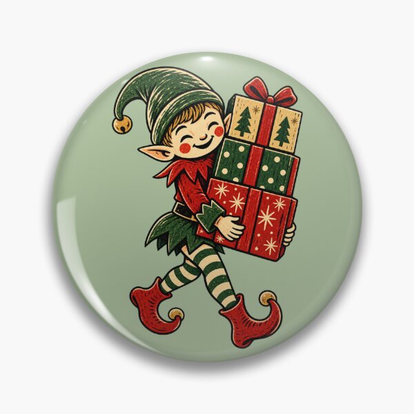 Item preview, Cheerful Christmas Elf Carrying Presents designed and sold by Everwood Art Studio.