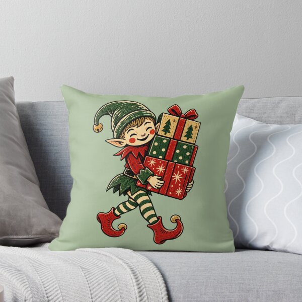Item preview, Cheerful Christmas Elf Carrying Presents designed and sold by Everwood Art Studio.