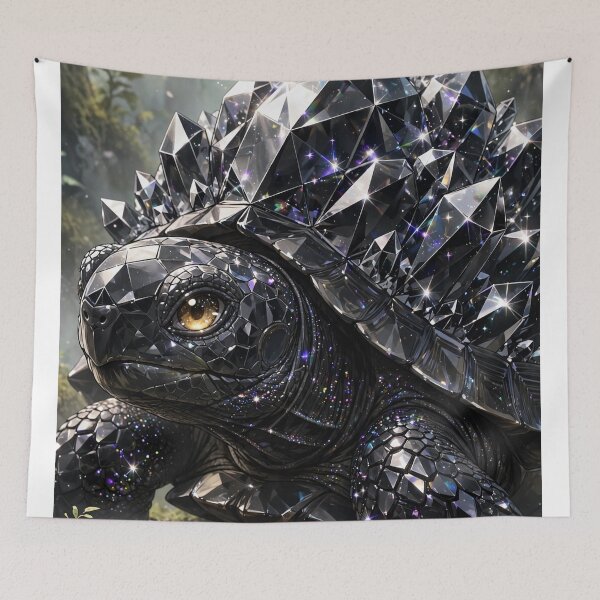Item preview, Black Crystal Turtle - Obsidian Gemstone Tortoise Fantasy Beast Art designed and sold by Sourcestores1.