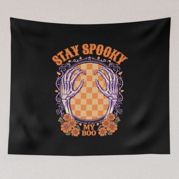 Item preview, Stay Spooky My Boo Retro Skeleton Hands designed and sold by alvablakefg.