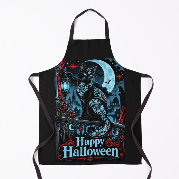 Item preview, Damask Black & Ice Blue Cat - Happy Halloween designed and sold by DesignsByPrnces.