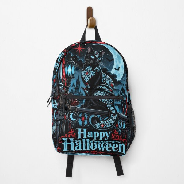 Item preview, Damask Black & Ice Blue Cat - Happy Halloween designed and sold by DesignsByPrnces.