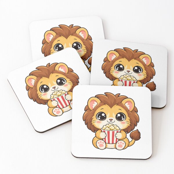 Item preview, Cute Kawaii Lion With Popcorn designed and sold by Eternalski.