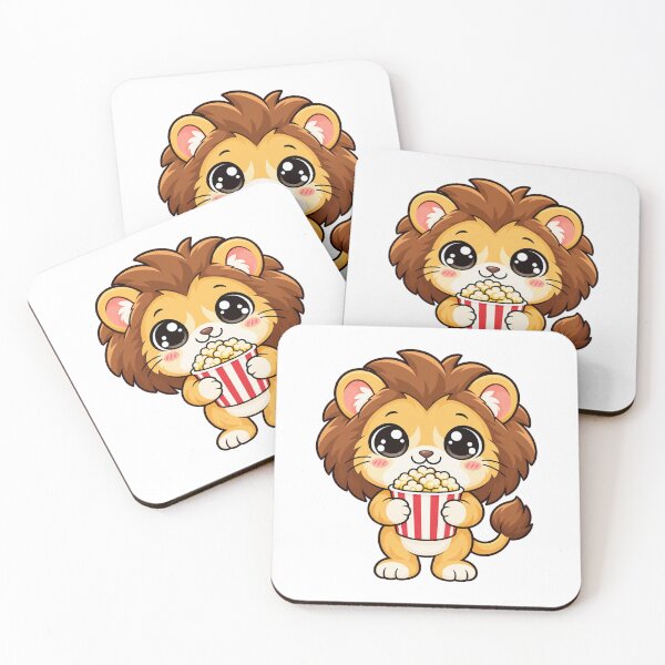 Item preview, Cute Kawaii Lion With Popcorn designed and sold by Eternalski.