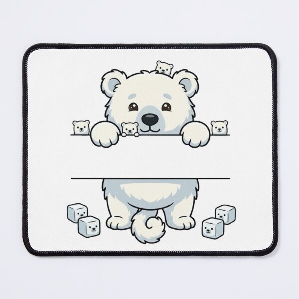Item preview, Cute Peeking Polar Bear Name Frame Split Monogram designed and sold by PetalsPaws.