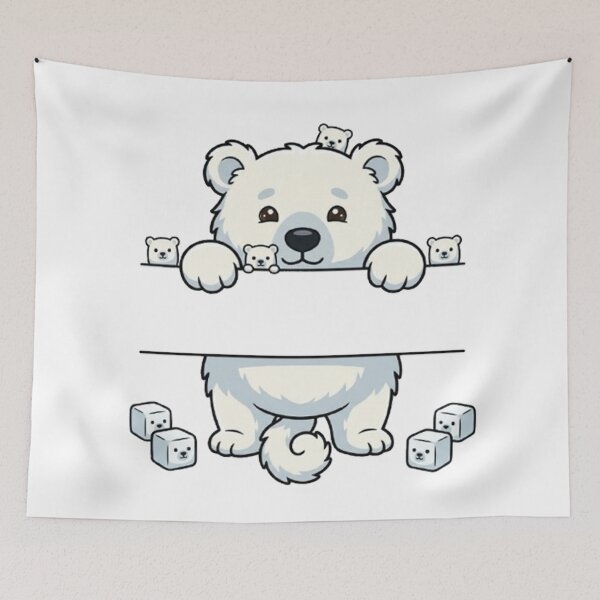 Item preview, Cute Peeking Polar Bear Name Frame Split Monogram designed and sold by PetalsPaws.