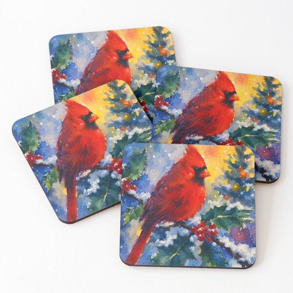 Item preview, Red Cardinal in Winter Watercolor Painting designed and sold by GutyzDesignsES.