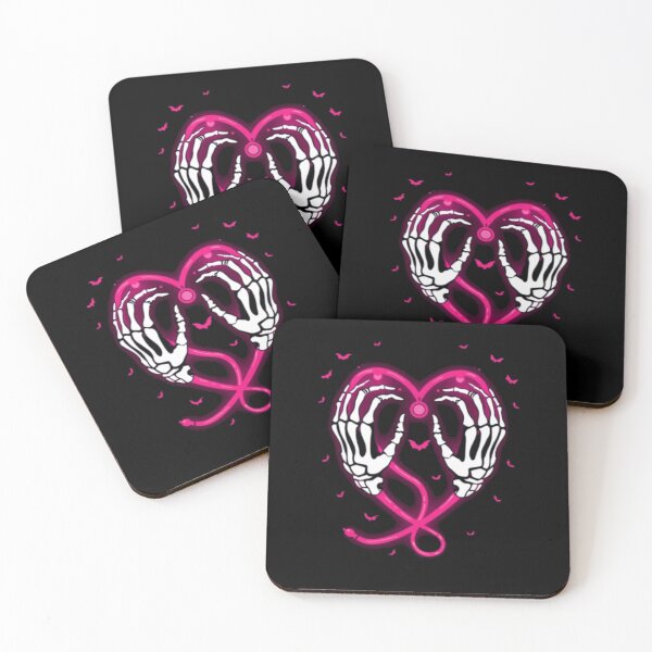 Item preview, Pink Skeleton Hands Heart Stethoscope designed and sold by alvablakefg.