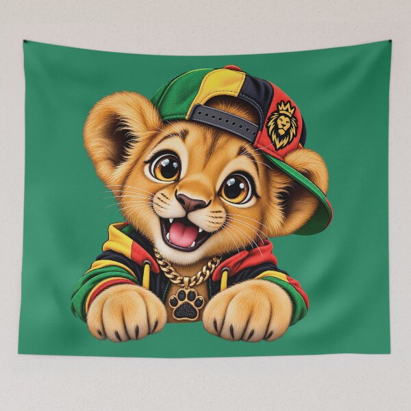Item preview, Rasta Lion Cub Streetwear Vibe - Reggae Animal Print designed and sold by digitalbob60.