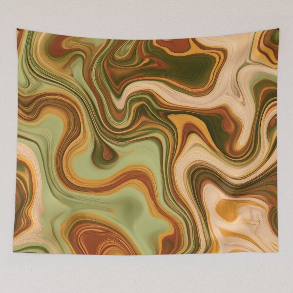 Item preview, Sage Green, Caramel & Cream Retro Marble Swirl designed and sold by AlfiB.