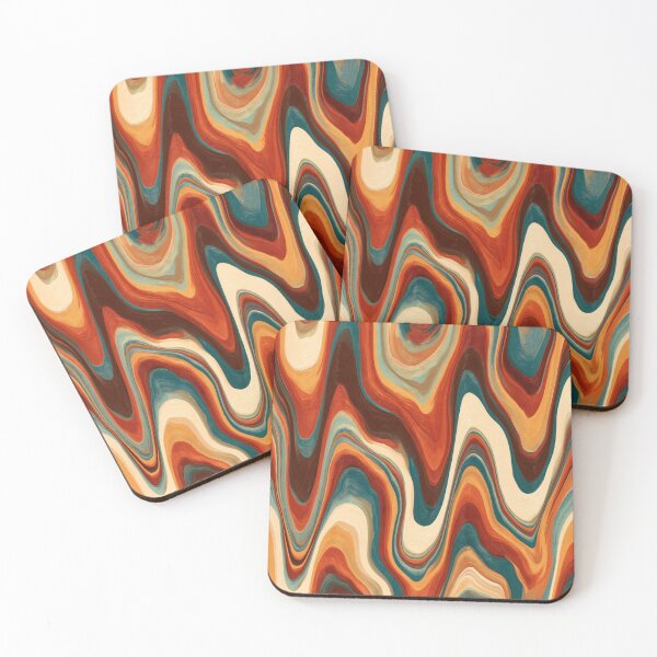 Item preview, Burnt Orange, Teal & Cream Retro Wavy Marble designed and sold by AlfiB.