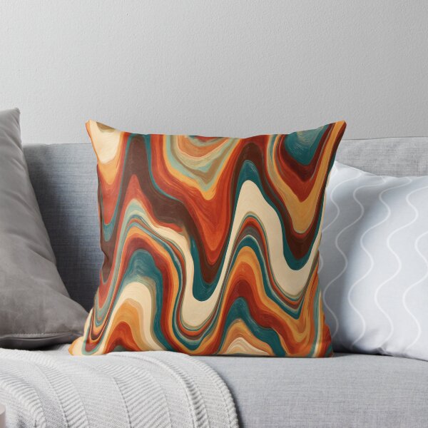 Item preview, Burnt Orange, Teal & Cream Retro Wavy Marble designed and sold by AlfiB.