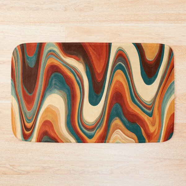 Item preview, Burnt Orange, Teal & Cream Retro Wavy Marble designed and sold by AlfiB.
