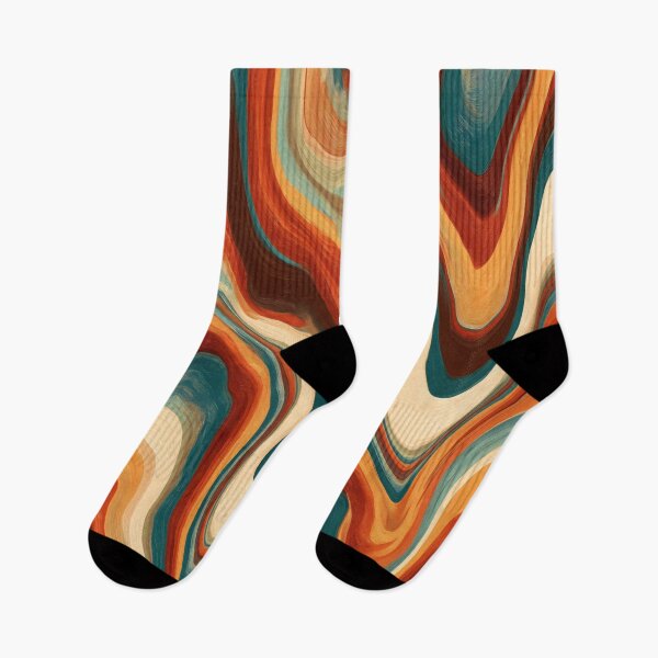 Item preview, Burnt Orange, Teal & Cream Retro Wavy Marble designed and sold by AlfiB.