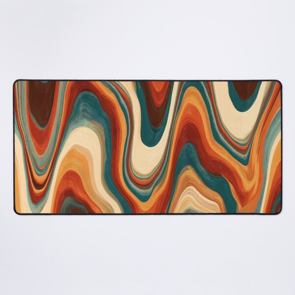 Item preview, Burnt Orange, Teal & Cream Retro Wavy Marble designed and sold by AlfiB.