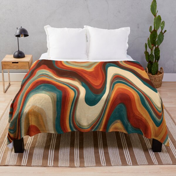 Item preview, Burnt Orange, Teal & Cream Retro Wavy Marble designed and sold by AlfiB.
