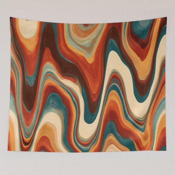 Item preview, Burnt Orange, Teal & Cream Retro Wavy Marble designed and sold by AlfiB.