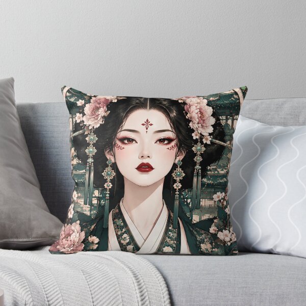 Item preview, Japanese Geisha Art Nouveau Jade Pink Peony Beauty designed and sold by BorgSpareParts.
