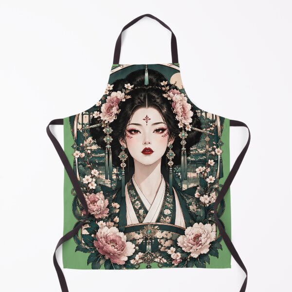 Item preview, Japanese Geisha Art Nouveau Jade Pink Peony Beauty designed and sold by BorgSpareParts.