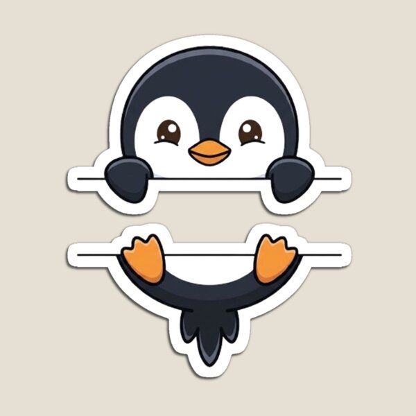 Item preview, Cute Peeking Penguin Name Frame Split Monogram designed and sold by PetalsPaws.