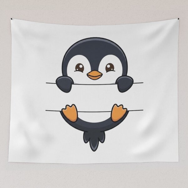 Item preview, Cute Peeking Penguin Name Frame Split Monogram designed and sold by PetalsPaws.
