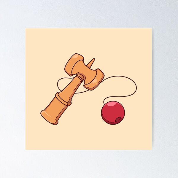 Item preview, Traditional Japanese Kendama Wooden Skill Toy Vector designed and sold by PIXeez⭐️⭐️⭐️⭐️⭐️.