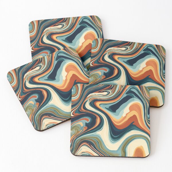Item preview, Midnight Navy, Teal & Terracotta Psychedelic Marble designed and sold by AlfiB.