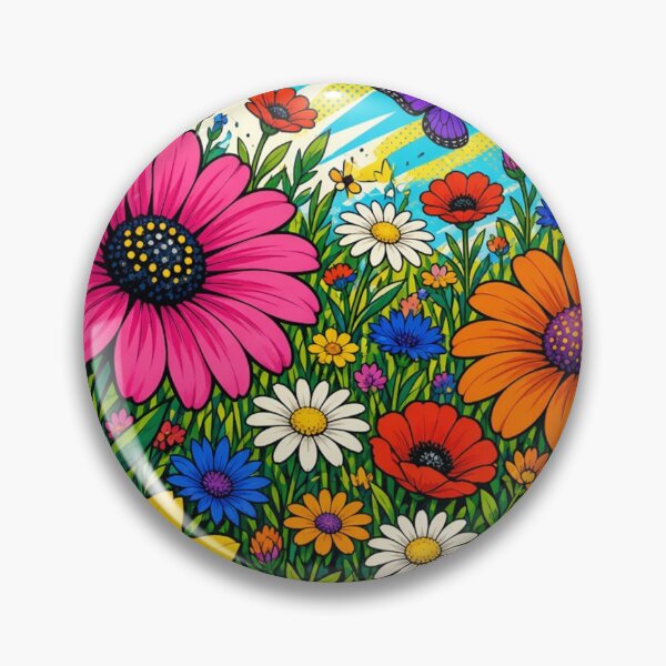 Item preview, Vibrant Pop Folk Art Flower Meadow Art designed and sold by Nexus Space.
