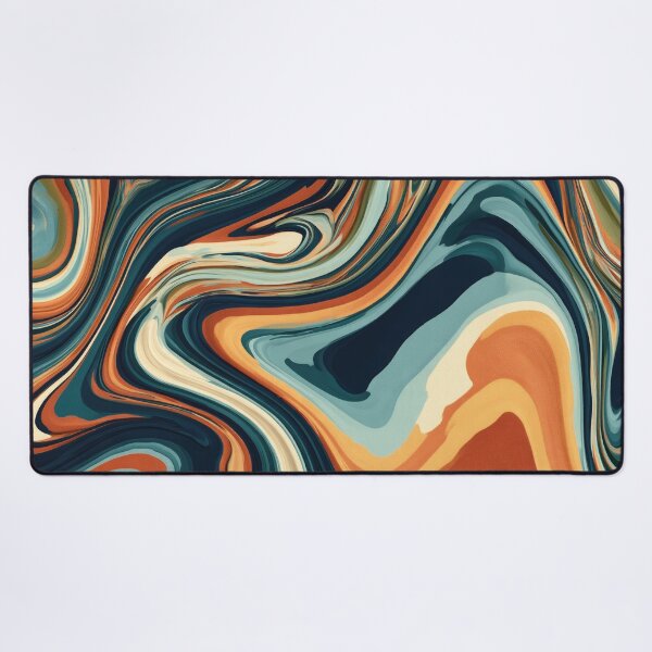 Item preview, Midnight Navy, Teal & Terracotta Psychedelic Marble designed and sold by AlfiB.