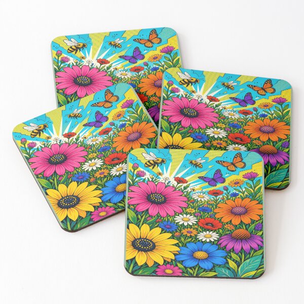 Item preview, Vibrant Pop Folk Art Flower Meadow Art designed and sold by Nexus Space.
