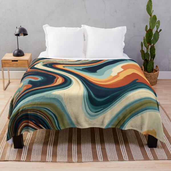 Item preview, Midnight Navy, Teal & Terracotta Psychedelic Marble designed and sold by AlfiB.