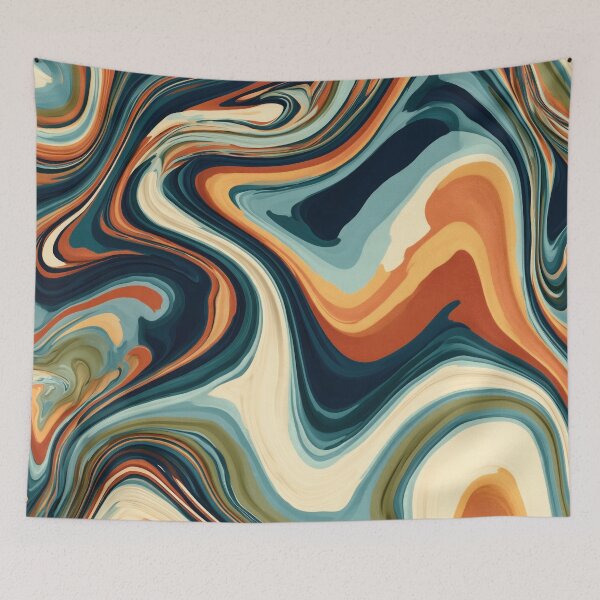 Item preview, Midnight Navy, Teal & Terracotta Psychedelic Marble designed and sold by AlfiB.